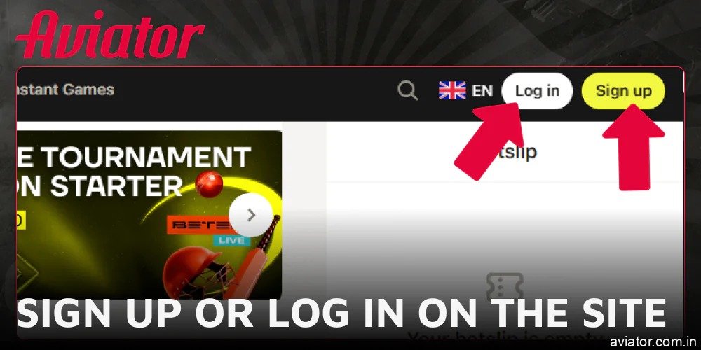 Sign up or log in on the site&nbsp;to play Aviator